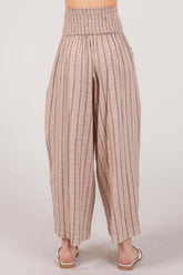 Mocha Cotton Gauze Wash Stripe Pants - Stylish Comfort, Pants, $ 55.00, A Moment Of Now™